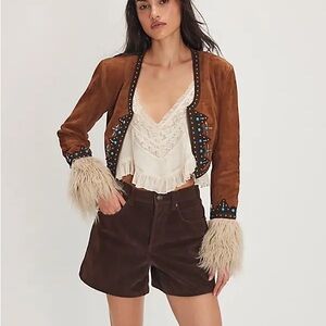 Free people understated leather save the empire suede jacket